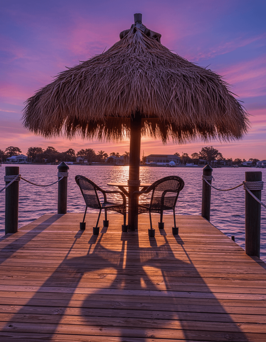 Thatched Roof Tiki Stand For Docks & Decks