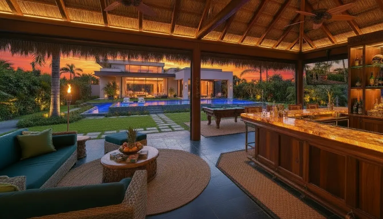 Palm Thatched Roof Tiki Huts